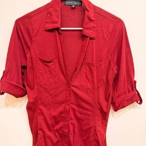 Almost Famous Men's Bright Red Casual Button-Down Shirt